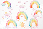 Watercolor Rainbows & Clouds PNG, an Object Graphic by PixelJungle (Thumbnail 2 of 4)