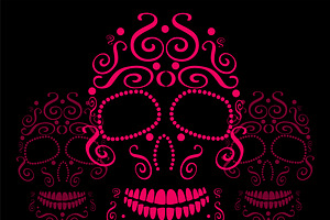 Skull Vector Ornament Pink Color