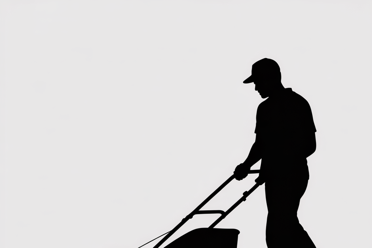 silhouette of a man mowing the lawn, an Illustration by Amazin_art (Photo 9 of 21)