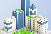 Low Poly City Block Skyscraper Build, an Environmental 3D Model by 3DGeeq (Thumbnail 2 of 6)