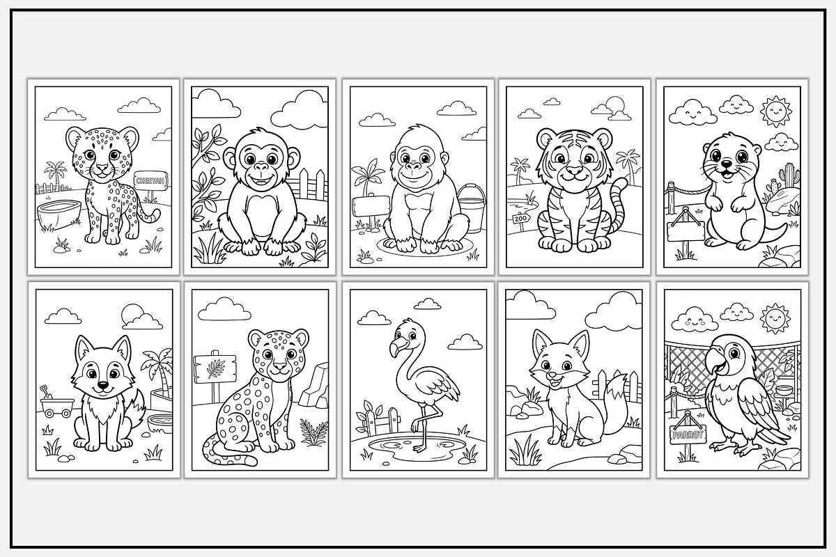 Zoo Animals Coloring Pages for Kids, an Animal Illustration by Lamia Emad (Photo 3 of 5)