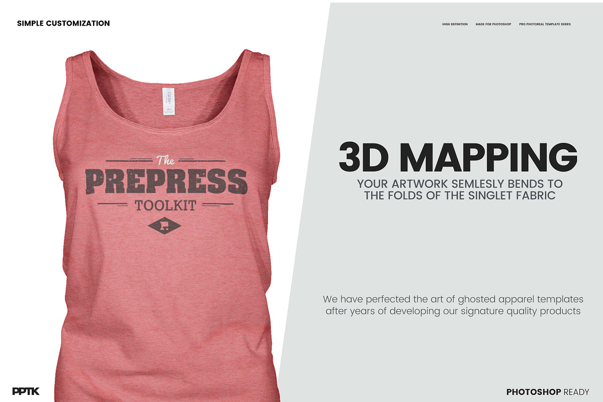 Women's Ghosted Singlet Template, an Apparel Mockup by PrePress Toolkit (Photo 6 of 6)
