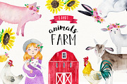 FARM ANIMALS watercolor set PART 1, an Animal Illustration by Natali Smolova (Thumbnail 1 of 7)