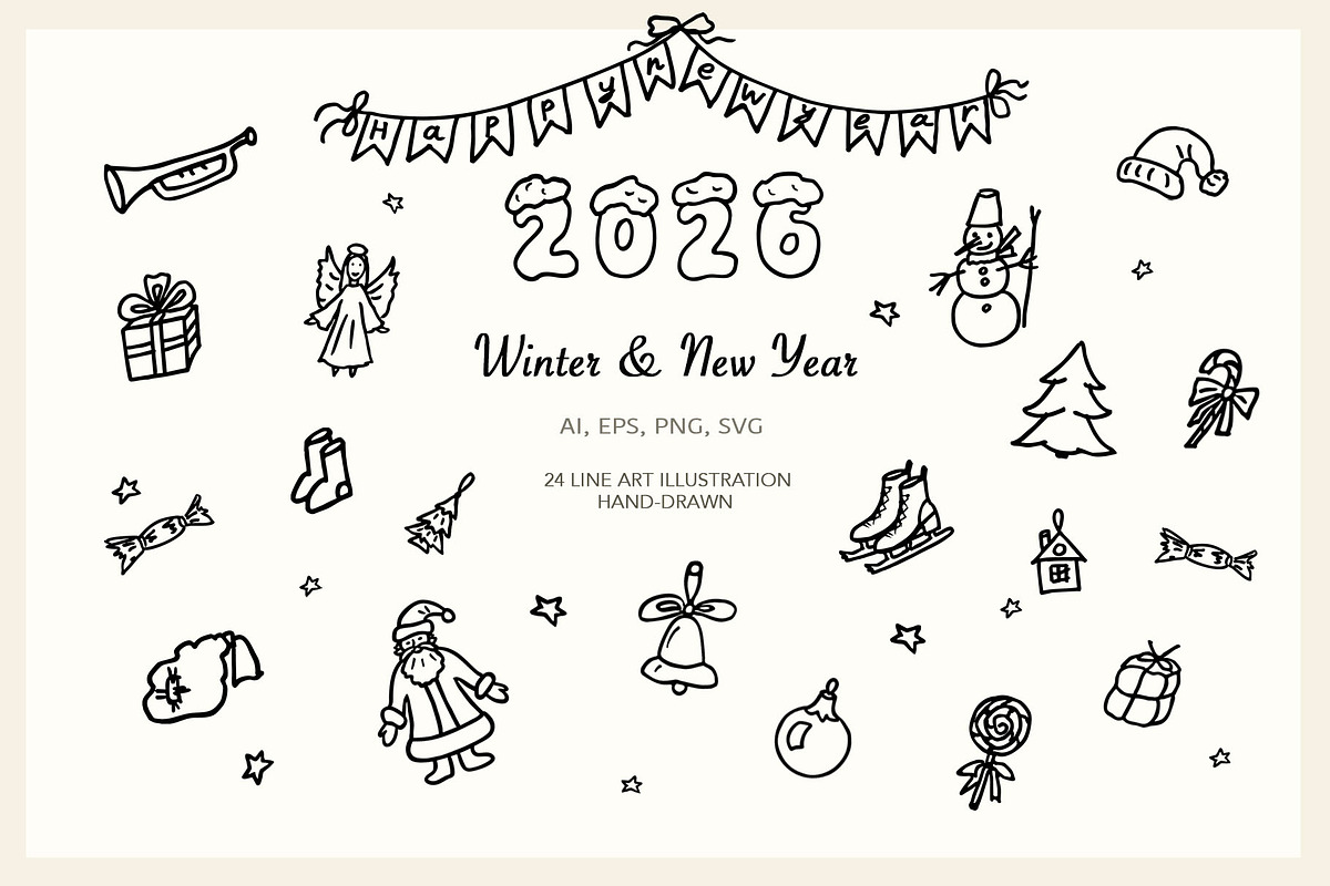 Winter & New Year vector bundle, a Seasonal Illustration by NatArt (Photo 1 of 3)