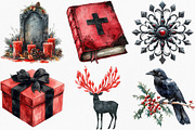 Watercolor Gothic Christmas Clipart, an Illustration by Canvas Craft (Thumbnail 3 of 7)