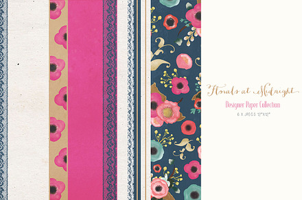 Digital Papers - Florals at Midnight