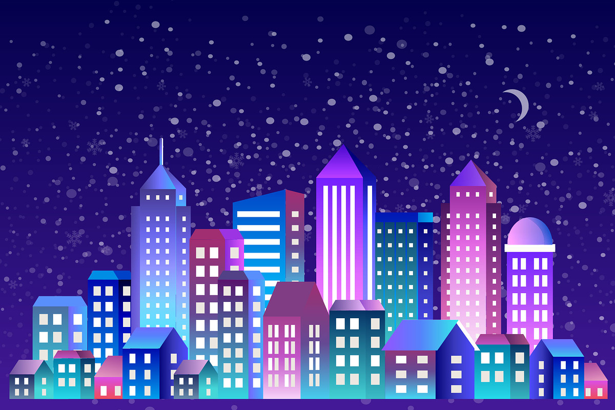 City landscape Christmas, a Decorative Illustration by AlexZeL (Photo 3 of 8)