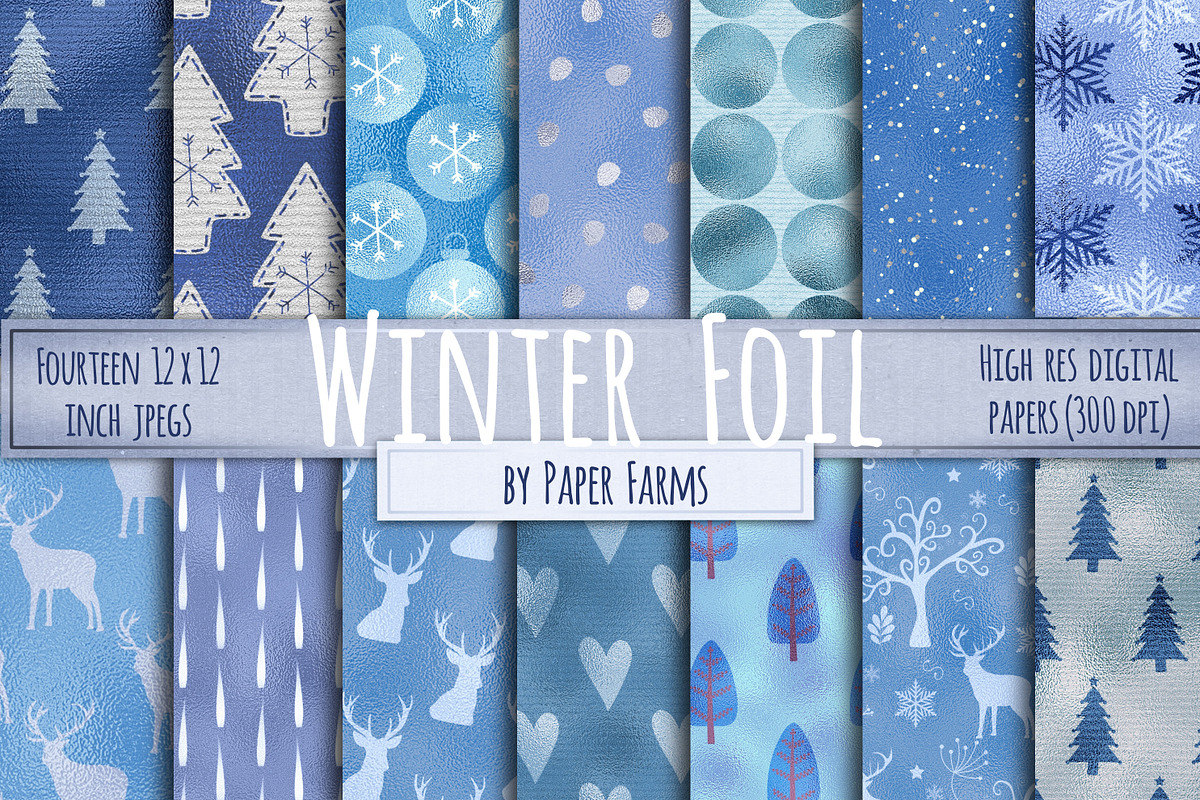 Winter Foil digital papers, a Pattern Graphic by Paper Farms (Photo 1 of 2)