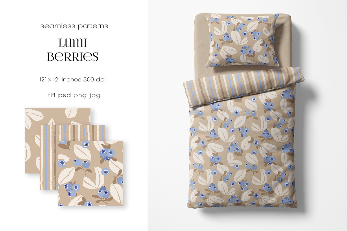 Lumi Berries Kids Seamless Patterns, a Pattern Graphic by PROTEA Watercolor Studio (Photo 2 of 9)