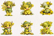 Fall Highland Cow Watercolor Clipart, a Seasonal Illustration by CreationArt (Thumbnail 2 of 5)