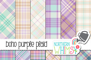 Purple And Turquoise Boho Plaid