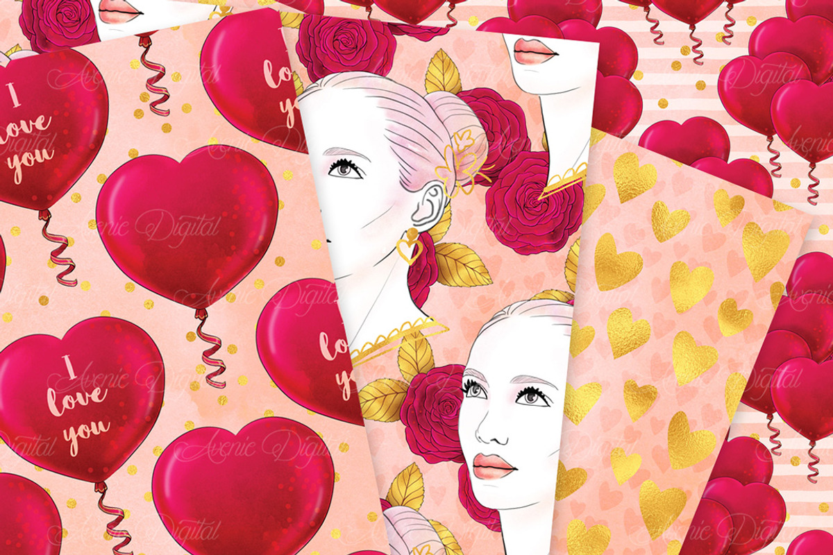 Watercolor Valentine's Day Patterns, a Pattern Graphic by Avenie Digital (Photo 2 of 4)