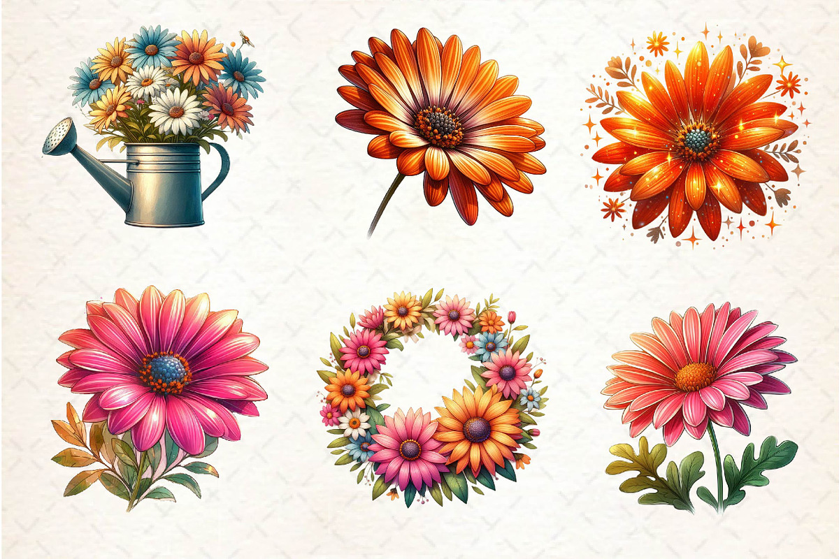 African Daisy Flower Bloom Clipart, an Illustration by Dream Creation (Photo 2 of 5)