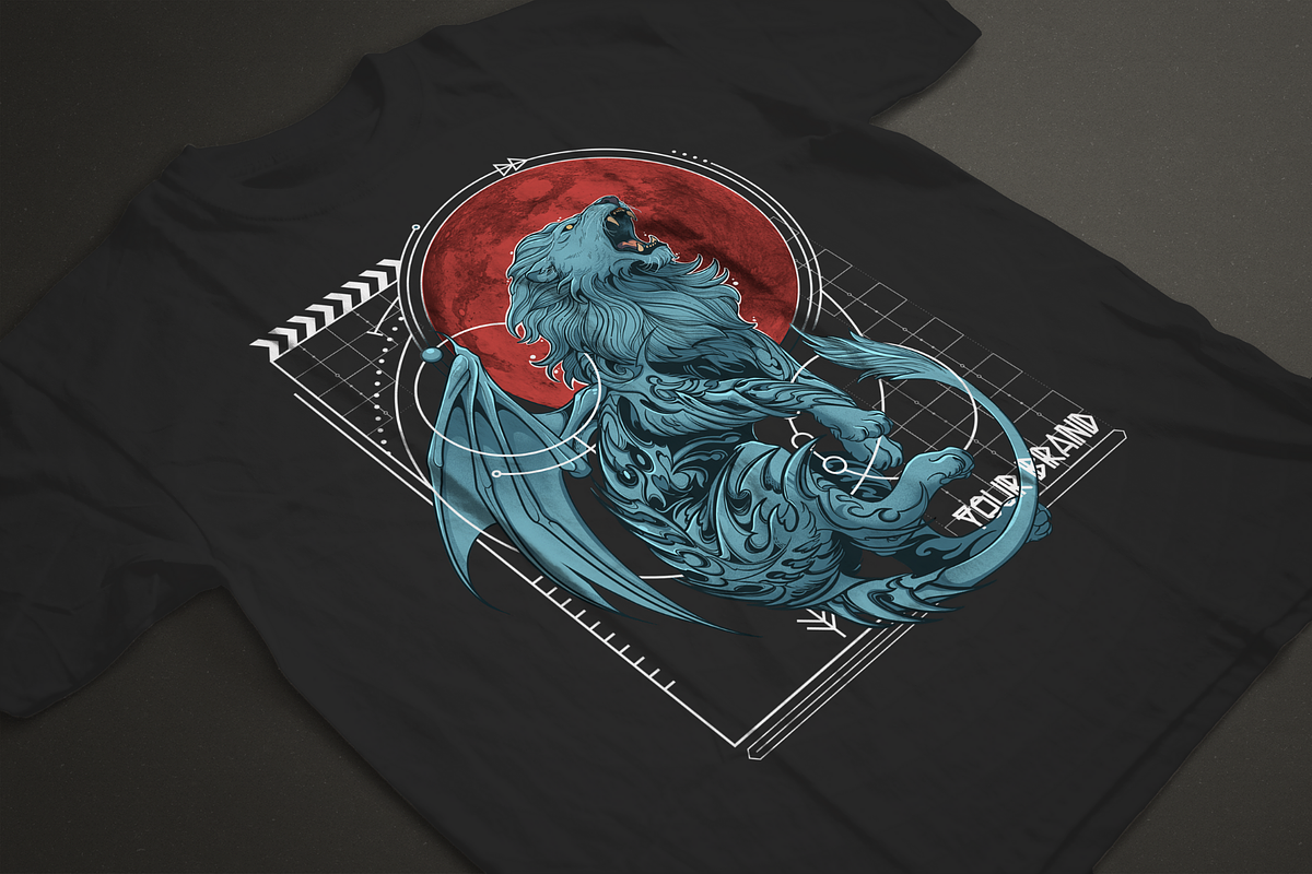 Blood-moon Lion T-shirt Illustration, an Illustration by Syahid Zain (Photo 2 of 3)