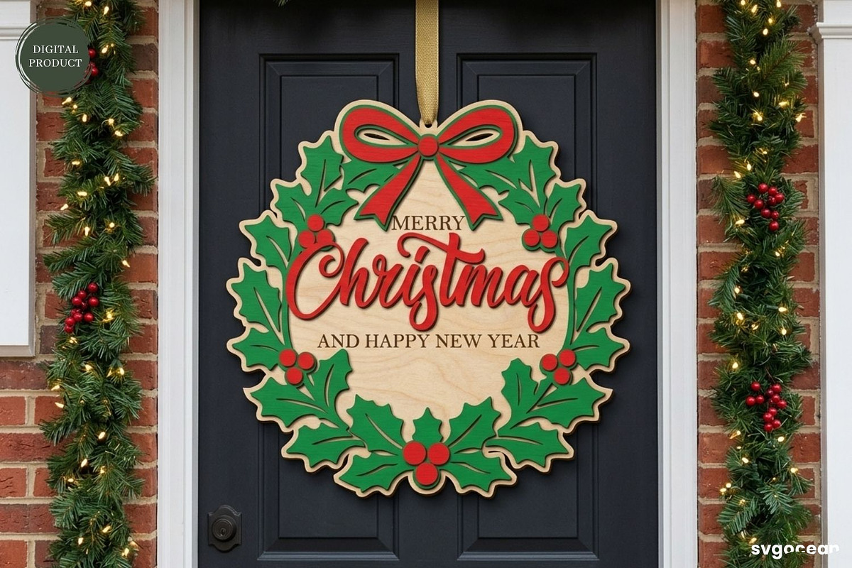 Christmas Door Sign Svg Bundle, a Decorative Illustration by svgocean (Photo 2 of 11)