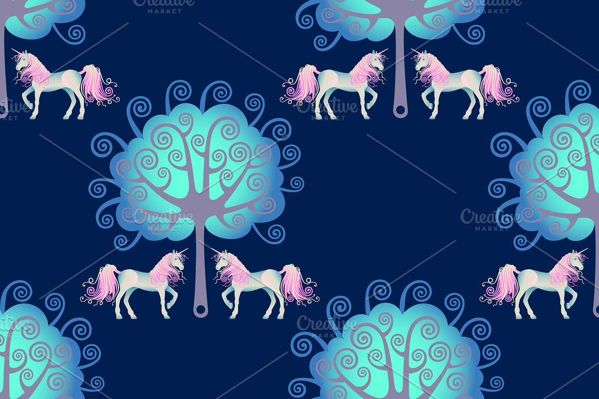 Unicorn Garden. Seamless pattern, a Pattern Graphic by sovarina (Photo 2 of 3)