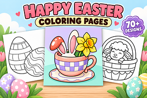 Happy Easter Coloring Pages Vol. 1, a Seasonal Illustration by Inkivelle Studio