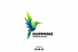 humming bird gradient logo design, a Branding & Logo Template by LOGTURNAL