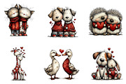 Whimsical Valentine Animal Couples, an Illustration by CreationArt (Thumbnail 6 of 6)