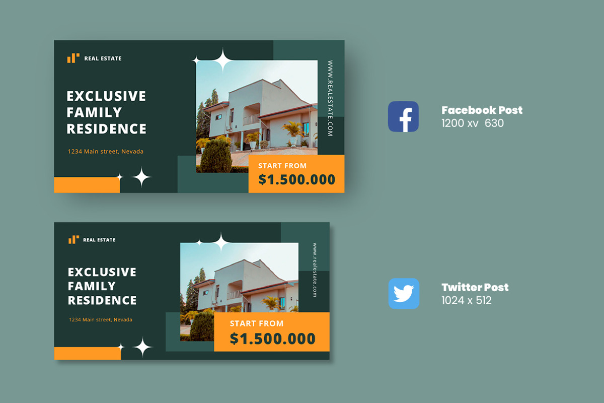 Real Estate Social Media Banner, a Social Media Template by Rahardi Creative (Photo 2 of 4)