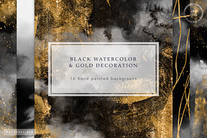 Black Watercolor With Gold