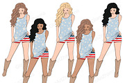 4th of July Girls Clipart, a Person Illustration by GlamArtZhanna (Thumbnail 4 of 4)