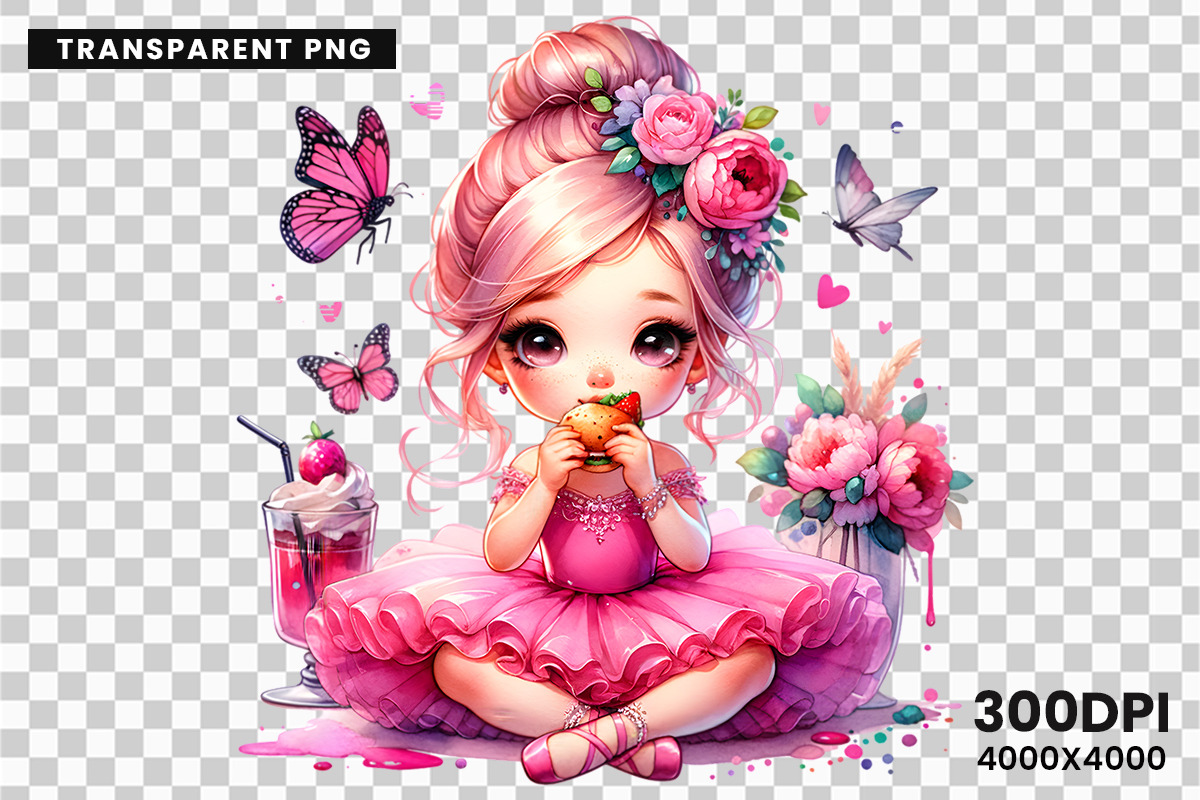 Watercolor Pink Ballerina Clipart, a Person Illustration by Creative Arslan (Photo 10 of 10)