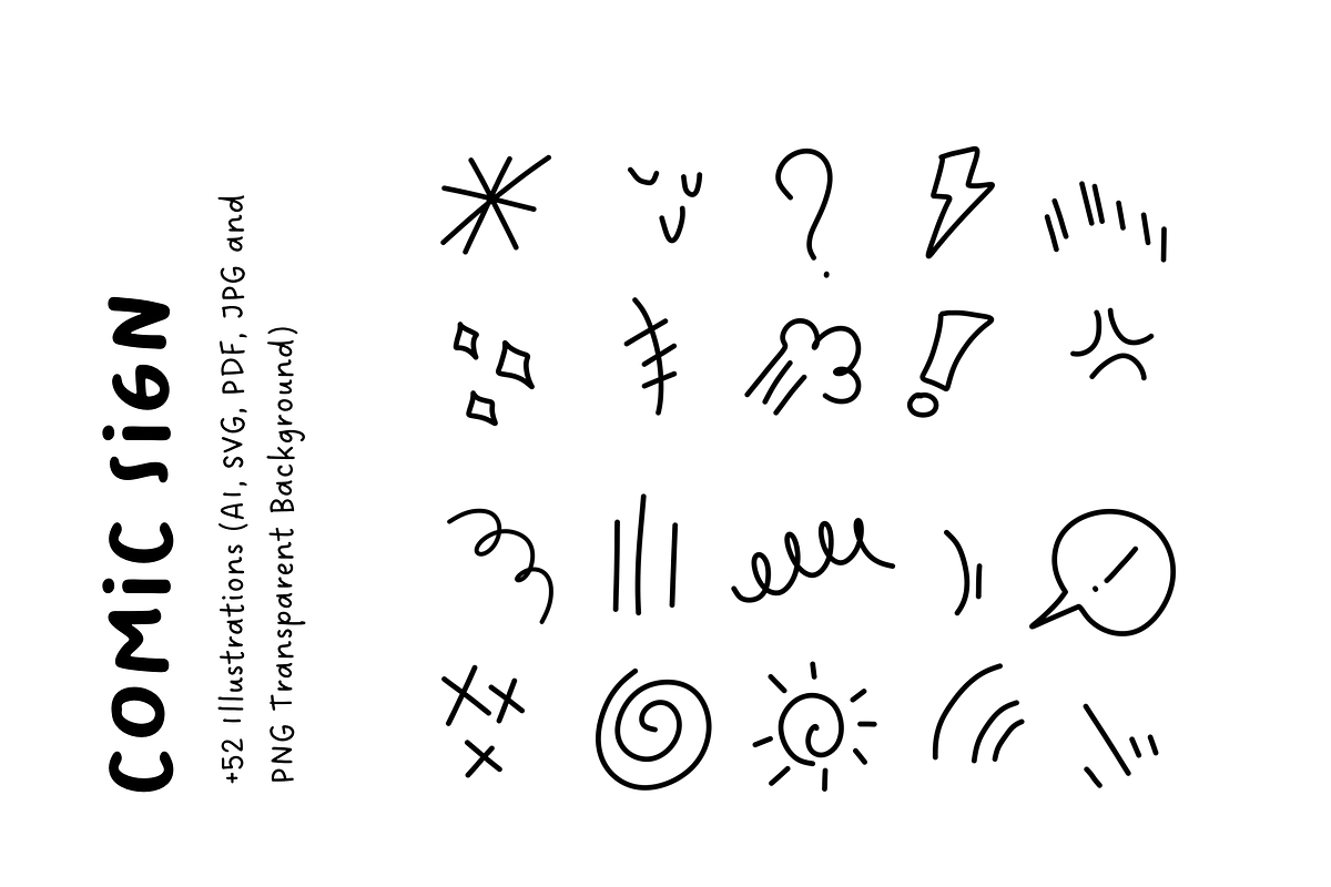 52+ Comic Sign Set Illustration, a Decorative Illustration by The Journey Atelier (Photo 4 of 5)