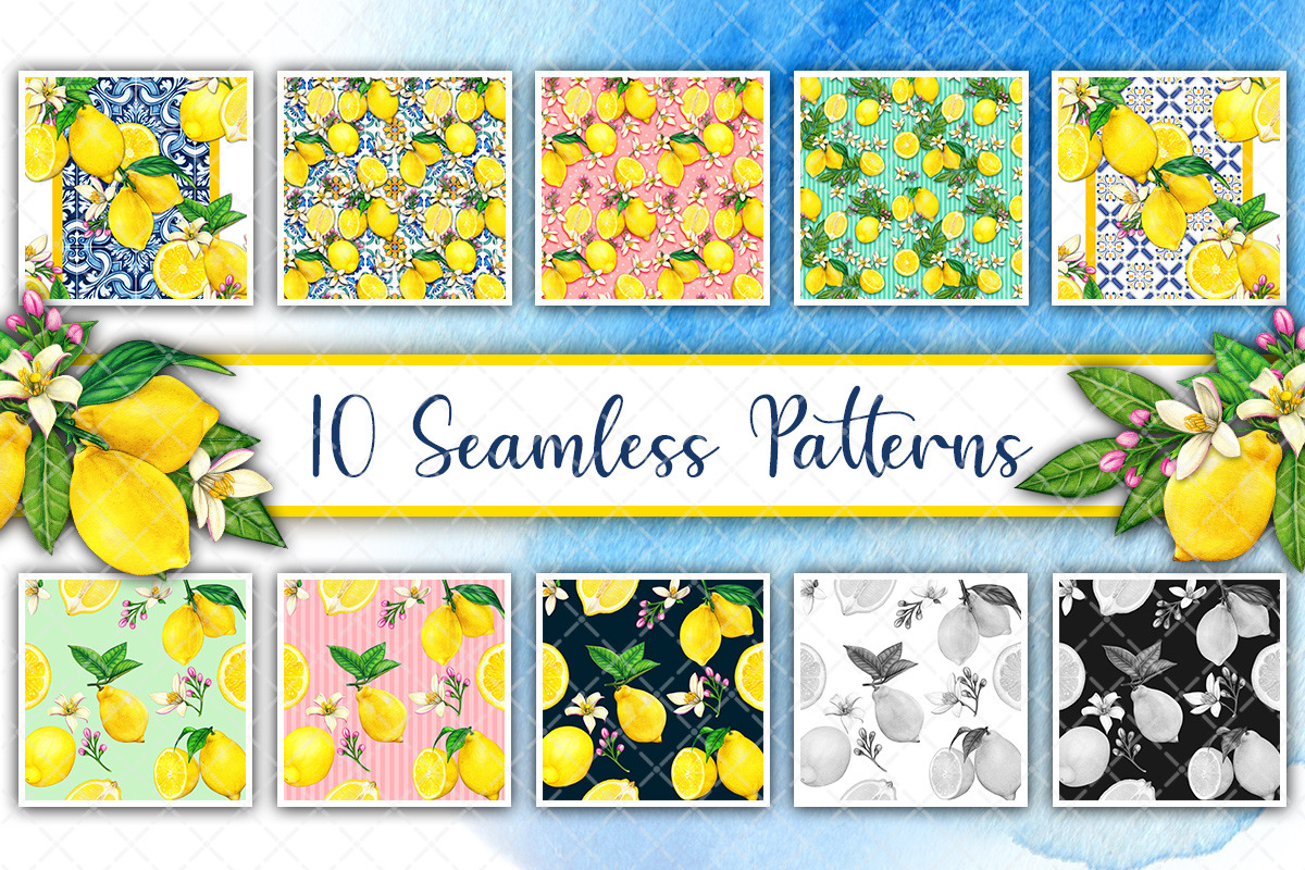 Watercolor mediterranean lemon set, a Decorative Illustration by angychan (Photo 3 of 5)