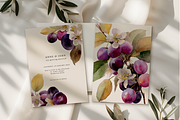 Watercolor Plum Bouquet Clipart, a Decorative Illustration by ThaismotaCreativeCo (Thumbnail 10 of 12)