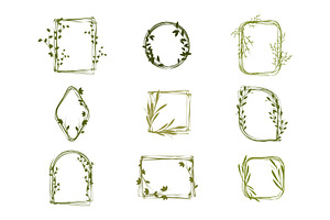 Green botanical frames set for, an Object Illustration by okskukuruza