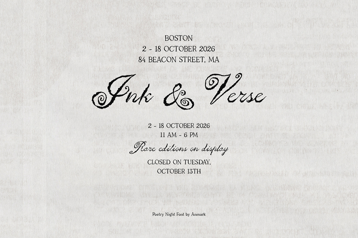 Poetry Night Vintage Font Duo, a Script Font by AnMark (Photo 10 of 13)