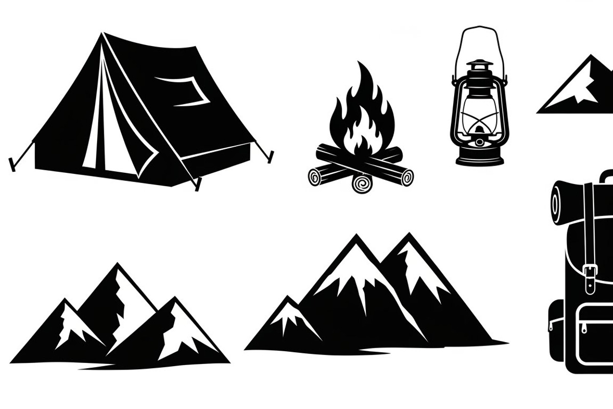 Camping Adventure Silhouette Icon, an Illustration by Artivon (Photo 9 of 51)