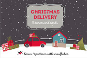 Christmas delivery banners, an Illustration by Olga Bonitas (Thumbnail 1 of 5)