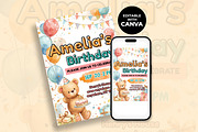 Cute Teddy Bear Birthday Invitation, an Invitation Template by M9 Design (Thumbnail 2 of 4)