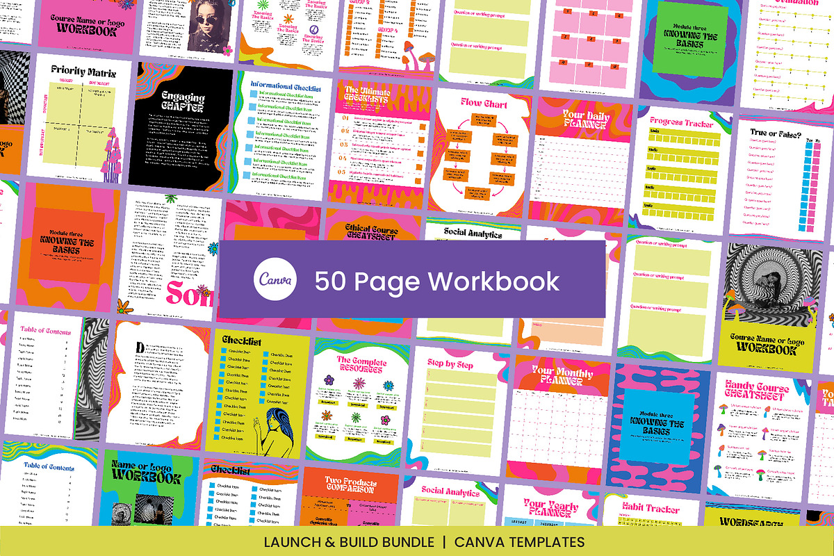 Psychedelic Canva Workbook Template, a Brochure Template by WorkShy Studio (Photo 3 of 8)