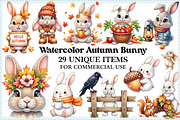 Watercolor Autumn Bunny Clipart, an Illustration by Craft Nest (Thumbnail 1 of 6)