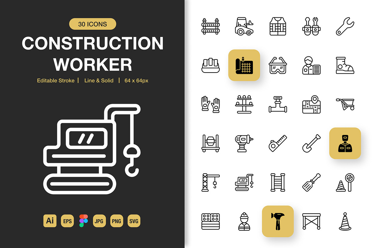 Construction Worker Icons, an Icon by Spacepixel Creative (Photo 1 of 3)