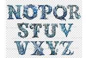 Blue Flowers Alphabet Clipart, a Decorative Illustration by GlamArtZhanna (Thumbnail 5 of 5)