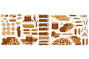 Cartoon wooden timbers. Tree logs, an Object Illustration by YummyBuum