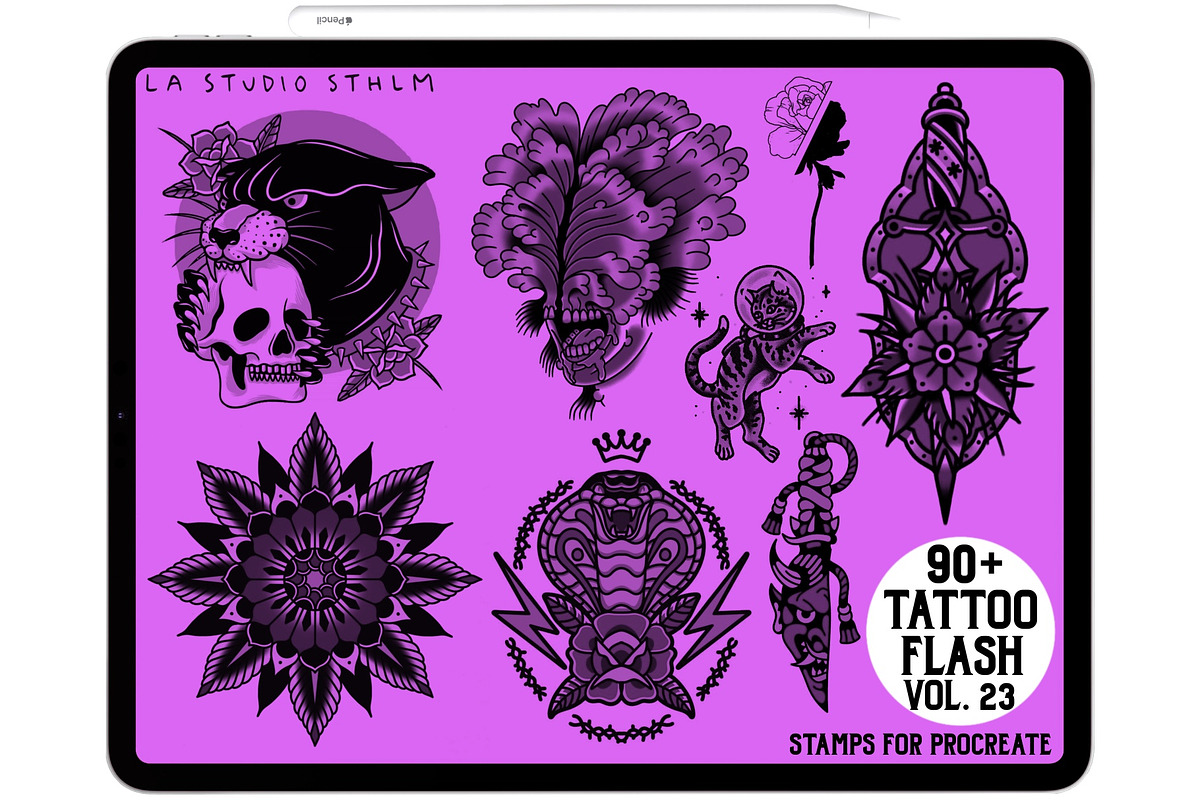 Tattoo Flash Vol. 23 - Stamp Set, a Brush Add-On by LA Studio Sthlm (Photo 3 of 6)
