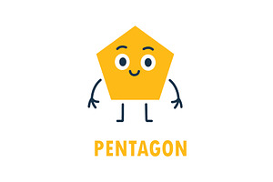 Yellow pentagon cartoon with smiling, an Object Illustration by GraphiShop