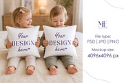 Kids Square Pillow Cushion Mockup, a Household Mockup by Mie Mockup Studio (Thumbnail 2 of 5)