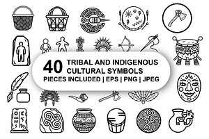 40 Tribal & indigenous cultural Icon, an Outline Icon by Nurlan's shop