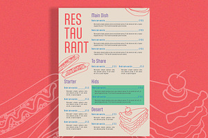 Menu with Illustrative Elements, a Print Template by wavebreak