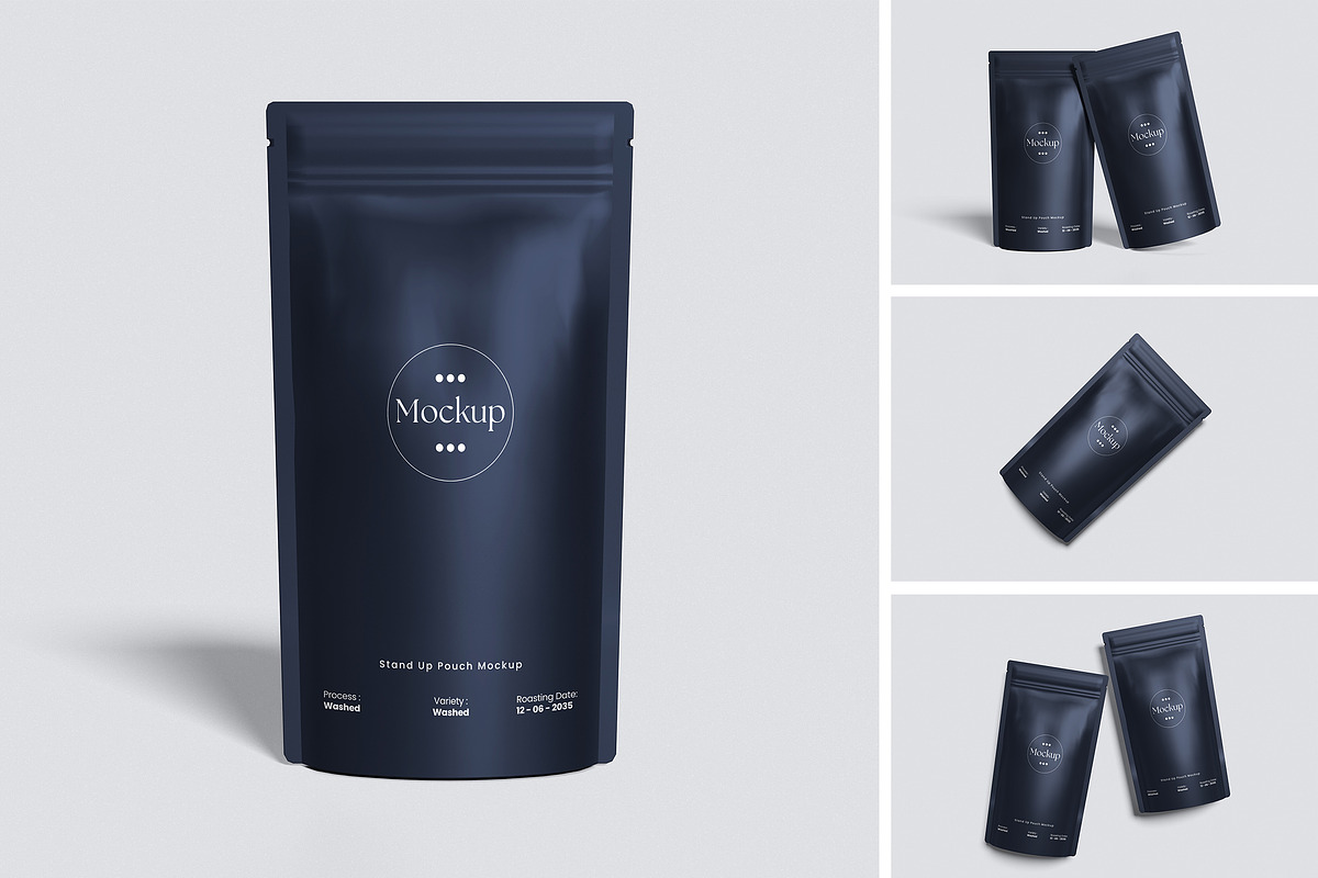 Stand Up Pouch Mockup, a Packaging Mockup by HanaSaka_Studio (Photo 1 of 5)
