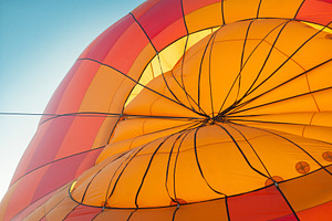 inflating hot air balloon closeup de