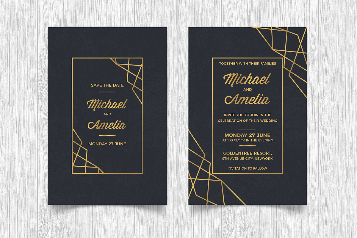 ArtDeco Wedding Invitation, a Print Template by DesignWorkz