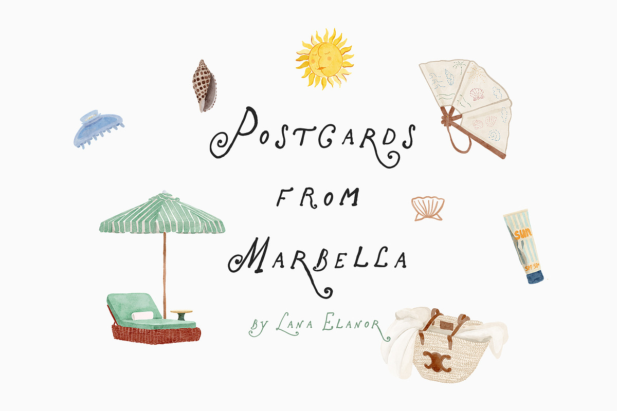 Marbella Summer Whimsical Icons, an Object Graphic by Lana Elanor (Photo 2 of 16)