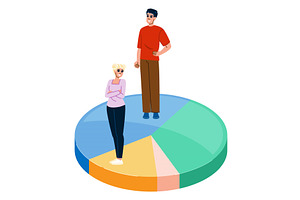 Business people standing on pie, a Finance Illustration by pikepicture
